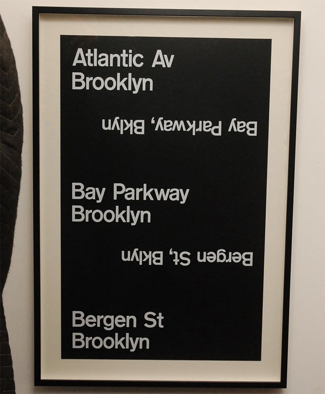 Vintage New York subway sign original from the 1960's. Custom framed with shadowbox and canvas matting. Great piece of American history. Multiple available