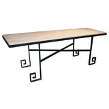 Wrought iron table with Greek key design