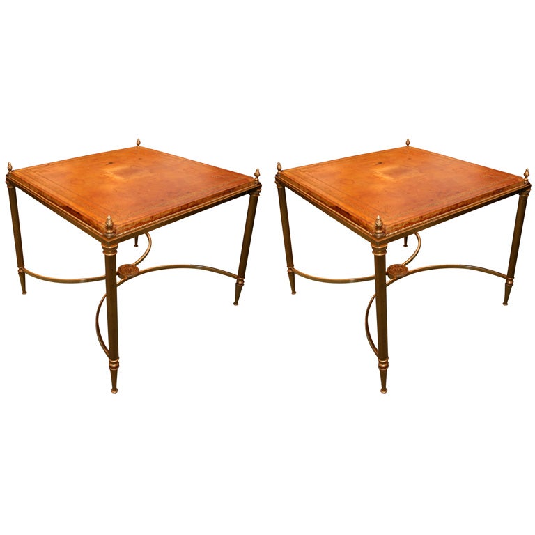 A pair of sofa end tables, Maison Jansen For Sale