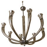 8 - arm chandelier in silvered Venetian glass by Karl Springer