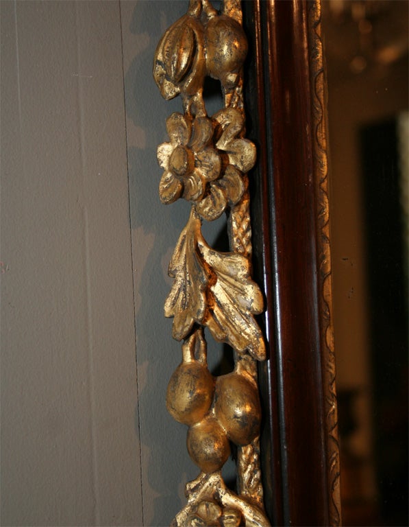 Giltwood Late 18th Century Mahogany and Parcel-Gilt Overmantel Mirror For Sale