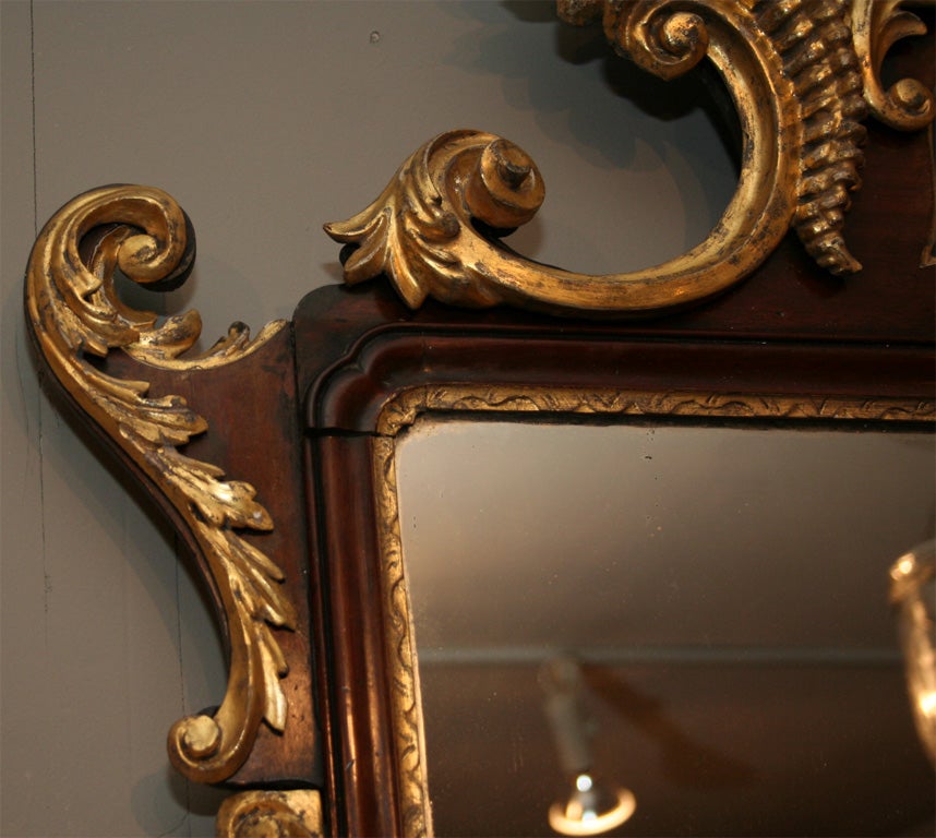 Late 18th Century Mahogany and Parcel-Gilt Overmantel Mirror For Sale 1