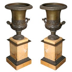 Pair of 19th Century Bronze and Sienna Marble Urns 5