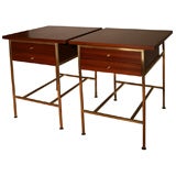 Pair of Paul McCobb 2 drawer bedside tables, mfg Calvin