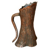 Vintage Patinated copper tree trunk umbrella stand