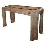 Tasselated stone console table by Maitland Smith