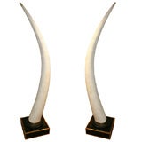 Pair of stone veneer tusks by Maitland Smith