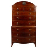 Regency Mahogany Bow Front Chest on Chest, England ca. 1810