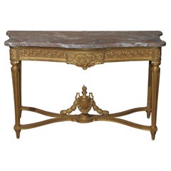 A Graceful Louis XVI  Style  Carved Gilt Wood Console
