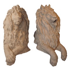 A Majestic Pair of Cast Stone Lions by Pino Mascia