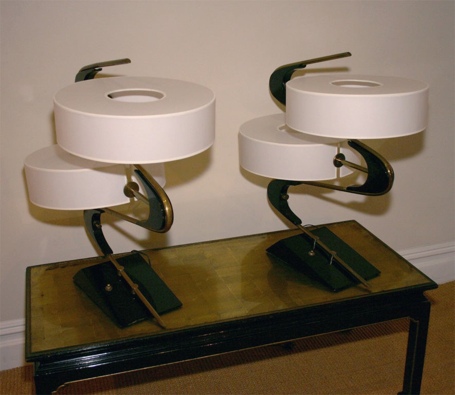 Pair of Ebonized Atomic Style Lamps