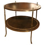 Oval Two Tiered Brass Faux Bamboo Table