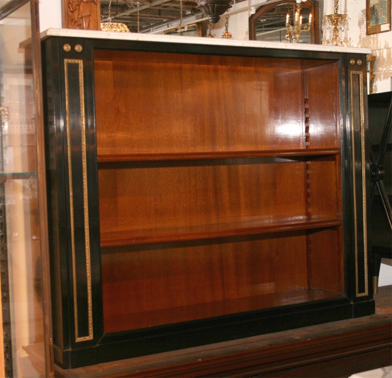 Louis XVI Style Black Lacquered  Bookcase by Maison Jansen