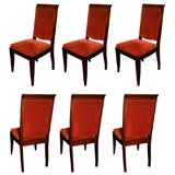 Set of Six French Mahogany Dining Chairs
