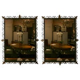 Pair of Mid-20th Century Mirrors Within Iron Frames