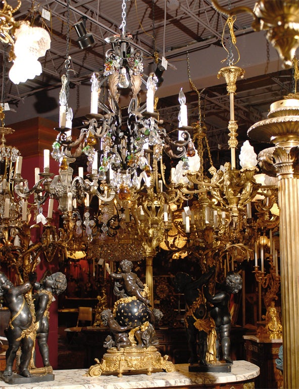 Iron chandelier with crystal fruit