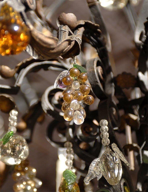 20th Century Antique Chandelier. Fine iron chandelier with crystal fruit For Sale