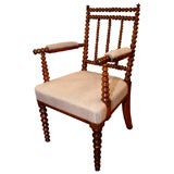 Bobbin-Turned Satin Birch Arm Chair, England, c. 1875