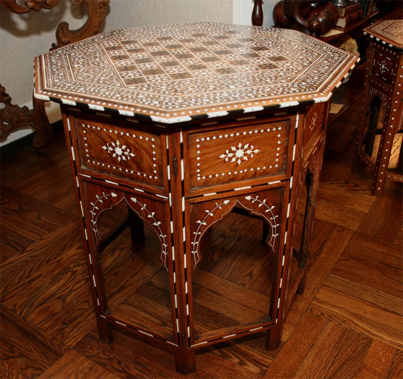 Ivory and Ebony Inlaid Octagonal Chess Table, India, 19th C. 3