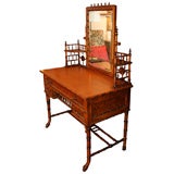 Birds Eye Maple Faux Bamboo Dressing Table, American, 19/20th C.