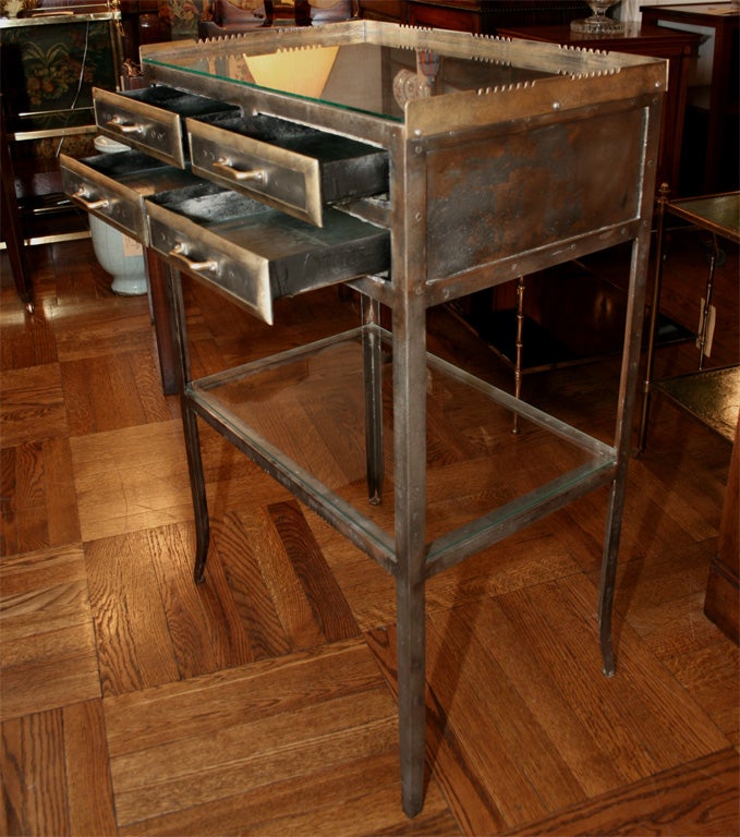 Iron and Brass Four Drawer Physician's Cabinet, France, c. 1900