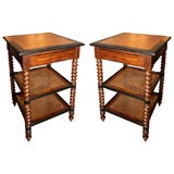Antique Pair Napoleon III Barley Twist End Tables, France, 19th Century