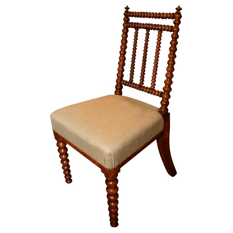 Bobbin Turned Satin Birch Side Chair, England, c. 1875