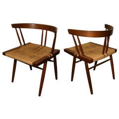Pair of Grass Seat Chairs by George Nakashima