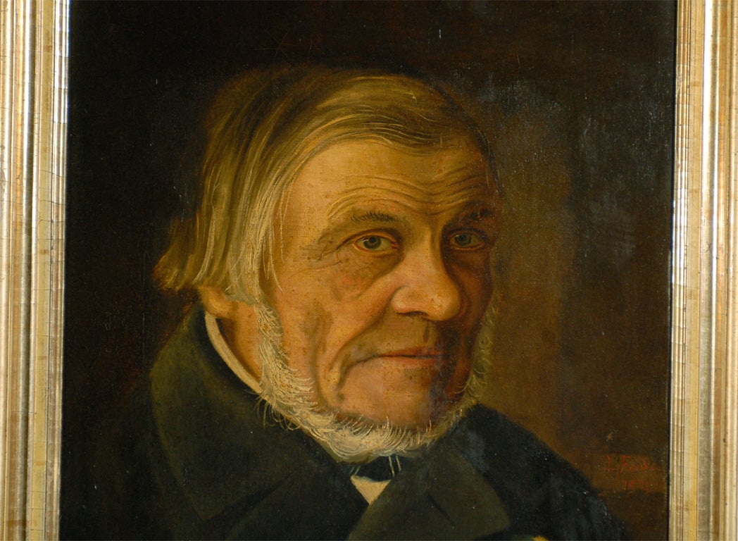 Antique Swedish Oil Portrait of Gentleman In Good Condition For Sale In Atlanta, GA