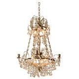 Antique Swedish Gustavian "Haga" Crystal Gilt Chandelier