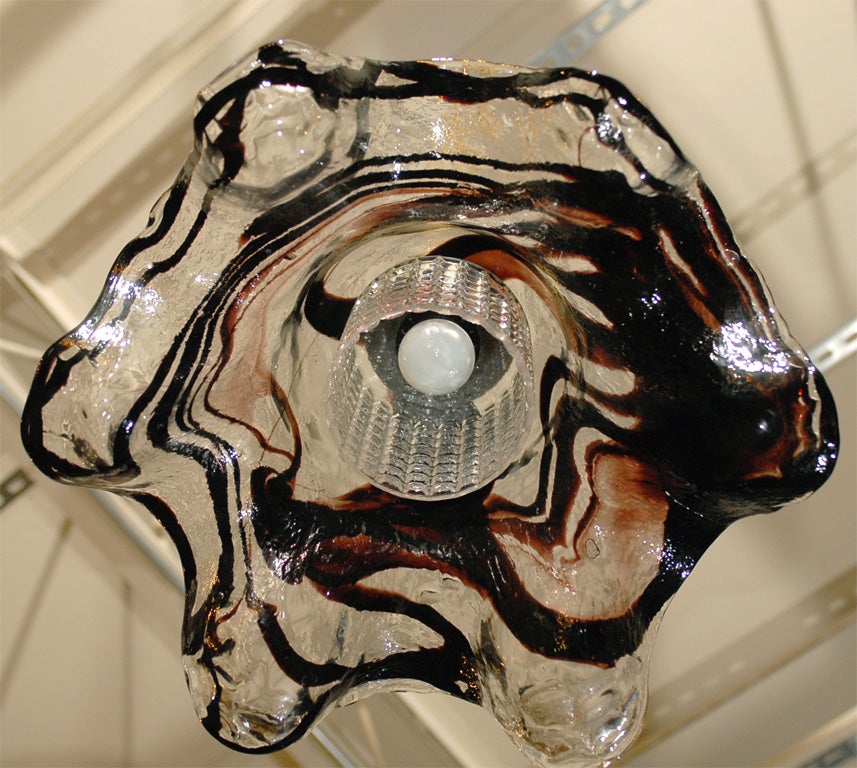 Swedish Mid-Century Modern Freeform Art Glass Pendant Chandelier For Sale 3