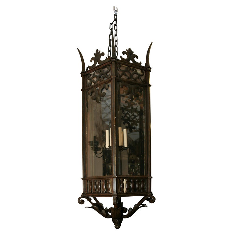 Large French Bronze Lantern For Sale
