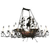 Large Ship Wrought Iron Chandelier