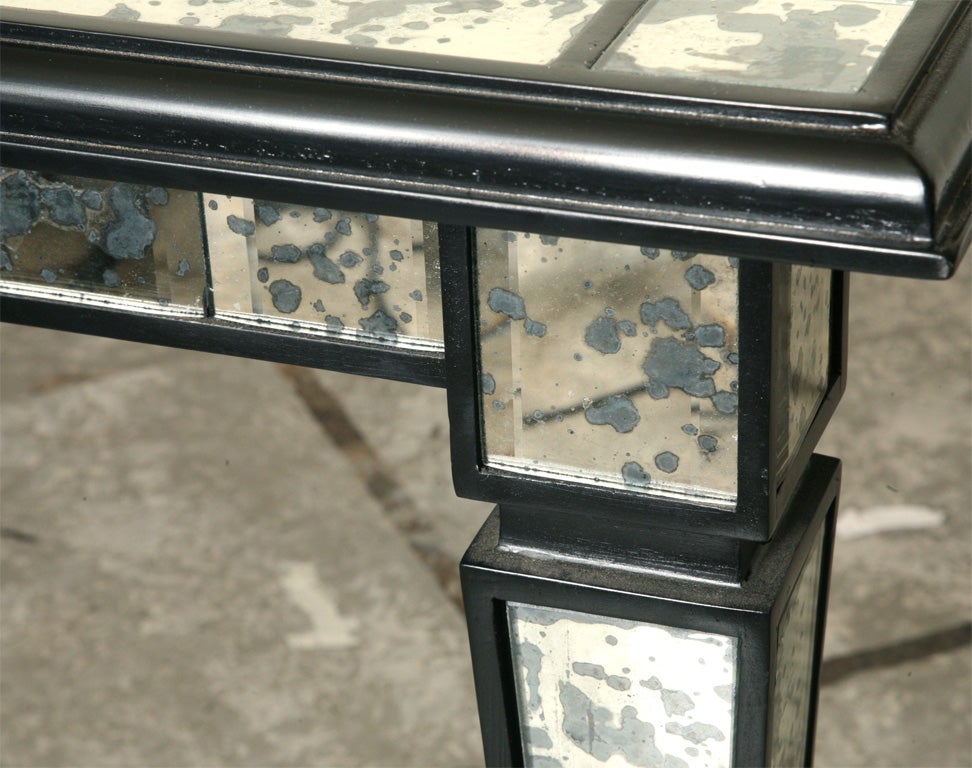 Lacquer Mirrored Dining Table in Two Parts
