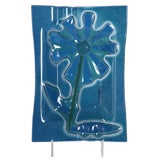 FLOWERED GLASS ASH TRAY BY HIGGINS