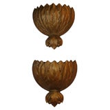 Pair of Italian Wall Pockets with a feather design