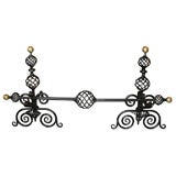 Three piece Andiron Set Twisted and Curled Iron