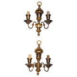 EF Caldwell Brass Cast Iron and Brass pair of  Sconces