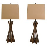 A Pair of 1960
s Teak Table Lamps