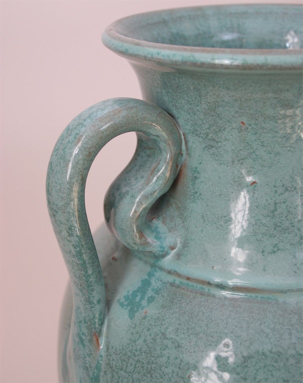 North Carolina  Turquoise Floor Vase with Variegated Drip Glaze 2