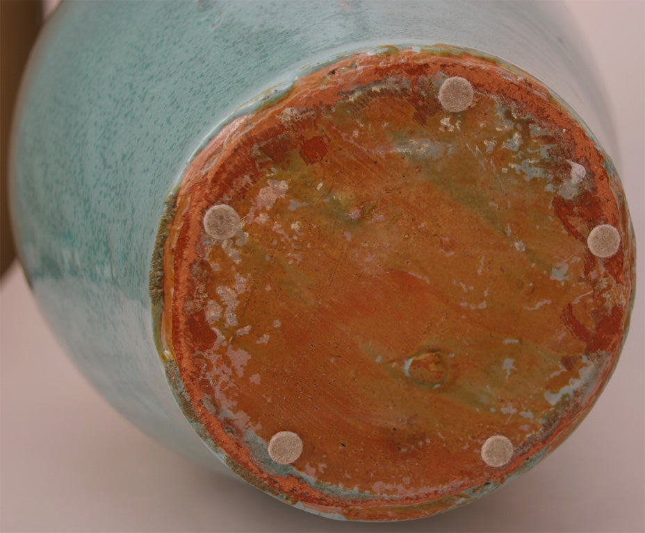 North Carolina  Turquoise Floor Vase with Variegated Drip Glaze 3