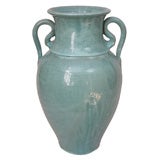 North Carolina  Turquoise Floor Vase with Variegated Drip Glaze