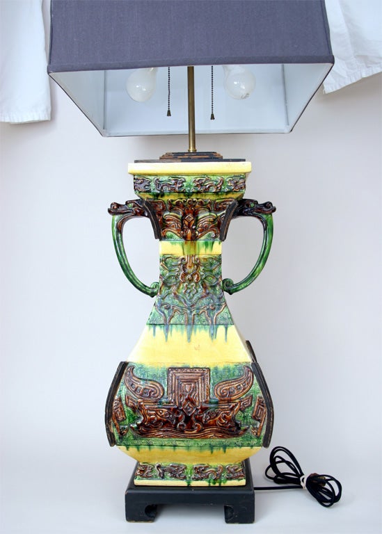 Italian Dramatic Ugo Zaccagnini Vase Converted to a Lamp