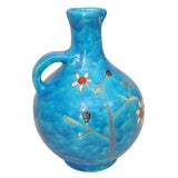 Vintage Gilbert Valentin Egyptian Blue Modernist Pitcher Vase