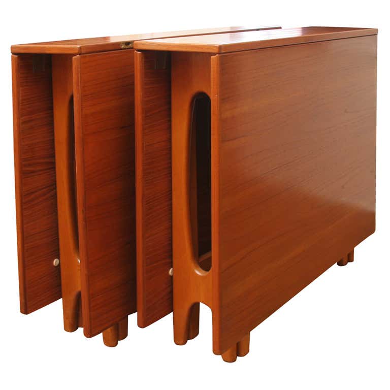 Pair Drop-leaf Interlocking Norwegian Mahogany Tables at 1stDibs ...