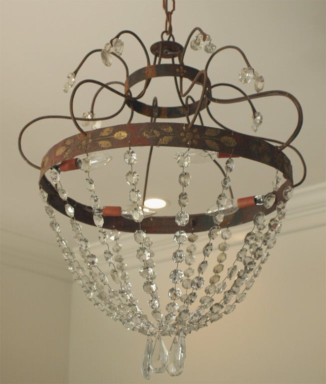 Crystal, Painted Iron Chandelier 2