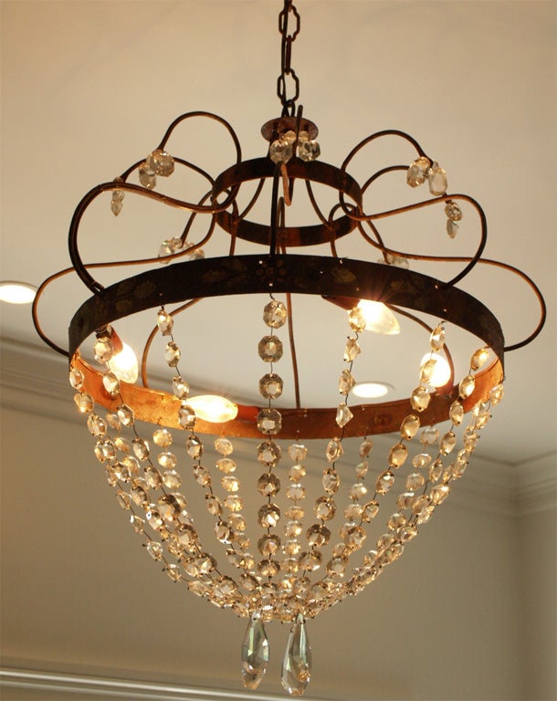 Crystal, Painted Iron Chandelier 3