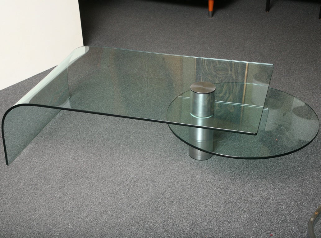 vintage glass waterfall coffee table