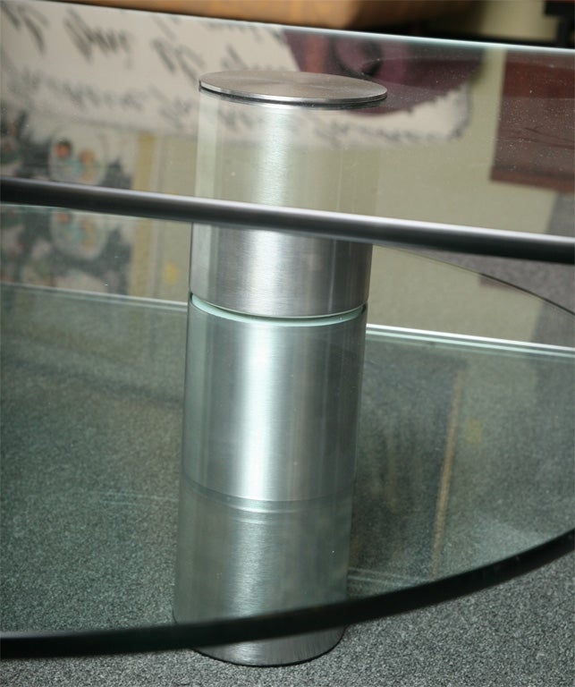 Late 20th Century Fab Italian Glass Waterfall Coffee Table w/ Rotating Shelf