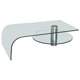 Fab Italian Glass Waterfall Coffee Table w/ Rotating Shelf